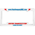 White Plastic License Plate Frame w/Raised Imprint